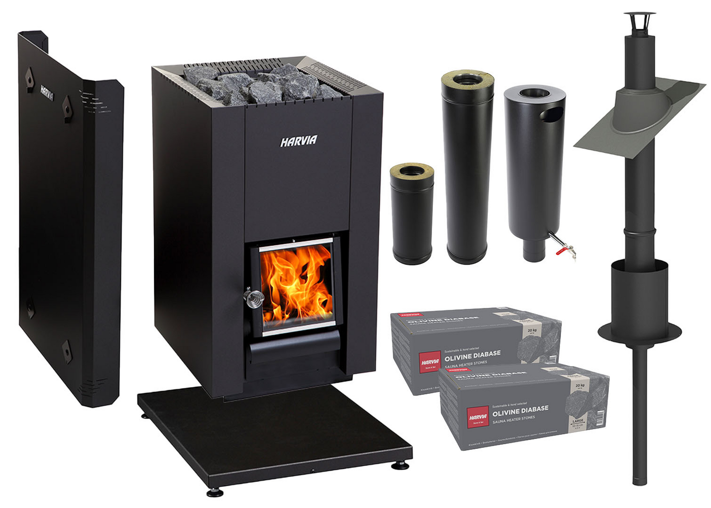 Kiuaspaketti Harvia Linear 16 piippusäiliöllä Pontti H130S