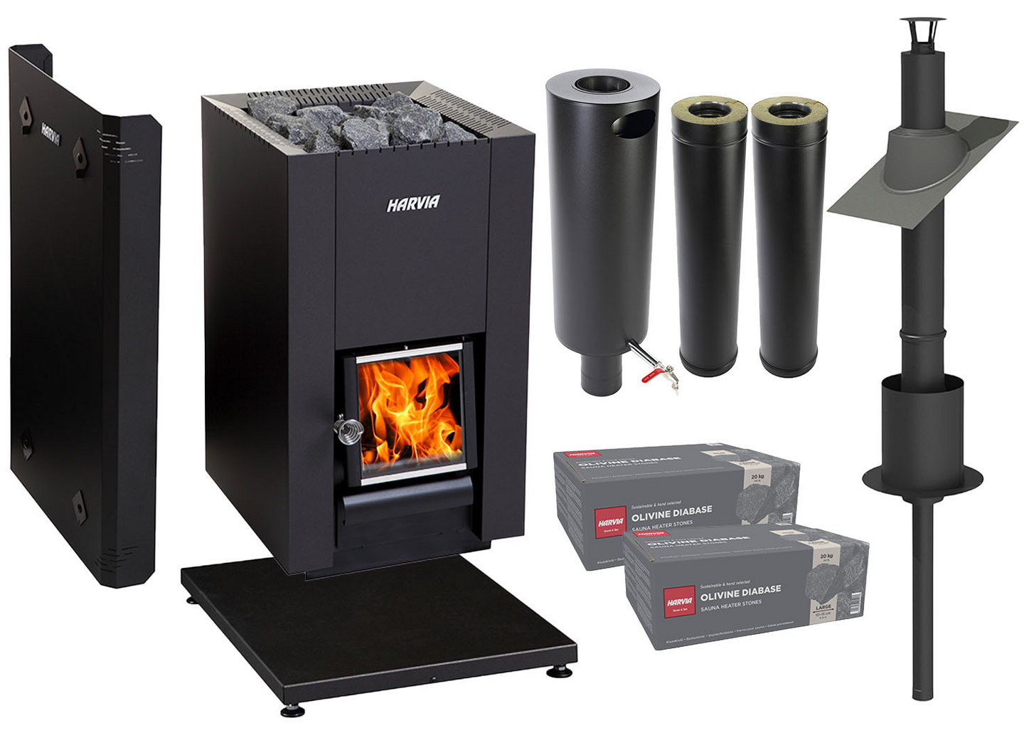 Kiuaspaketti Harvia Linear 16 piippusäiliöllä Pontti H3235S