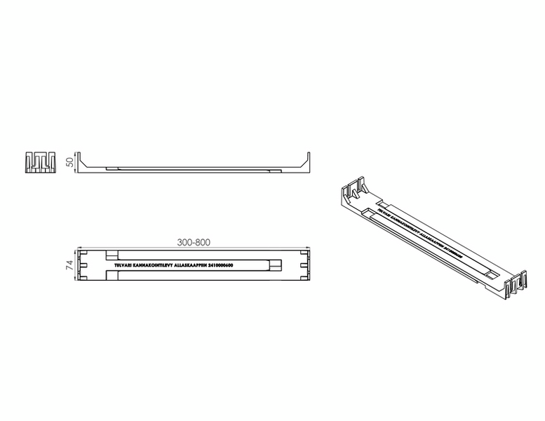 Kannakointilevy Tulvari Allaskaappiin 300-800mm