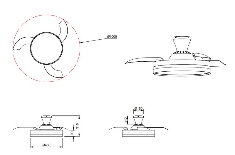 Tuuletinkattovalaisin TRIO Lindberg led valkoinen/harmaa starlight