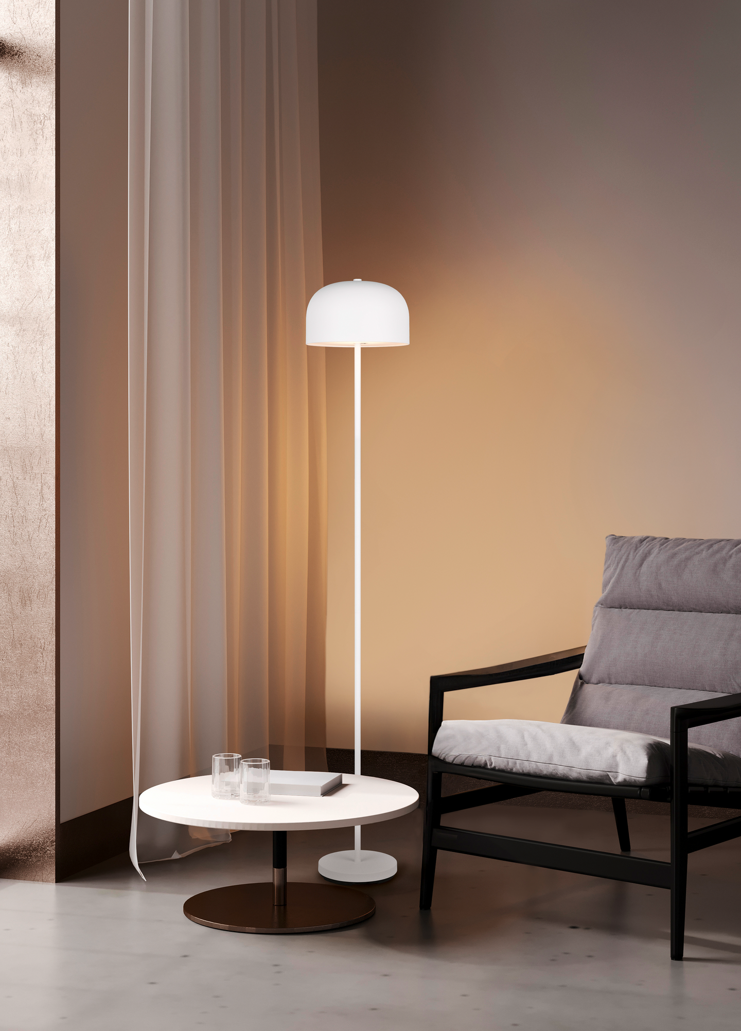 Lattiavalaisin TRIO Jeff led mattavalkoinen ladattava