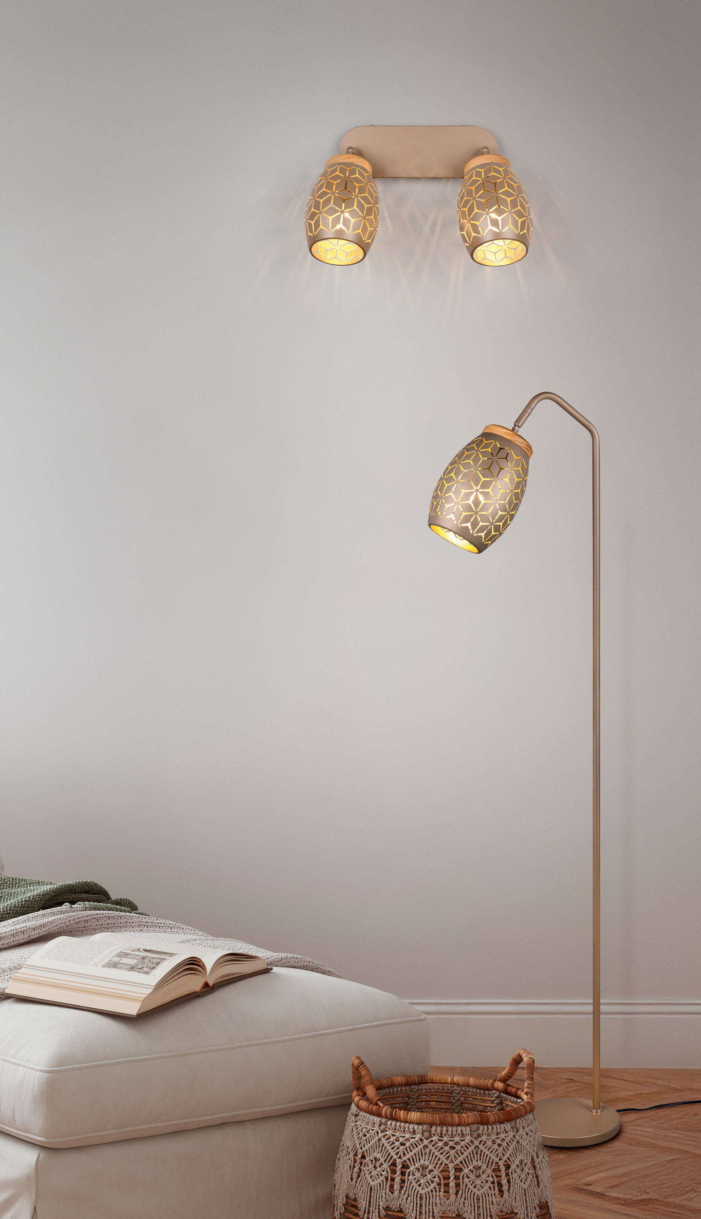 Lattiavalaisin TRIO Bidar E27 kahvinruskea