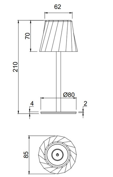 Ulkopöytävalaisin TRIO Diaz led harmaa ladattava