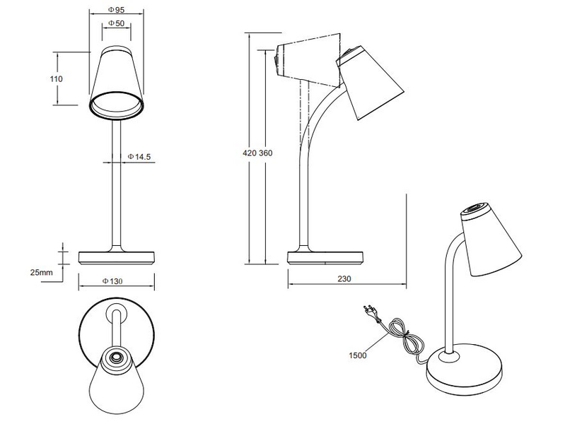 Pöytävalaisin TRIO Pongo led 4,5W 500lm musta