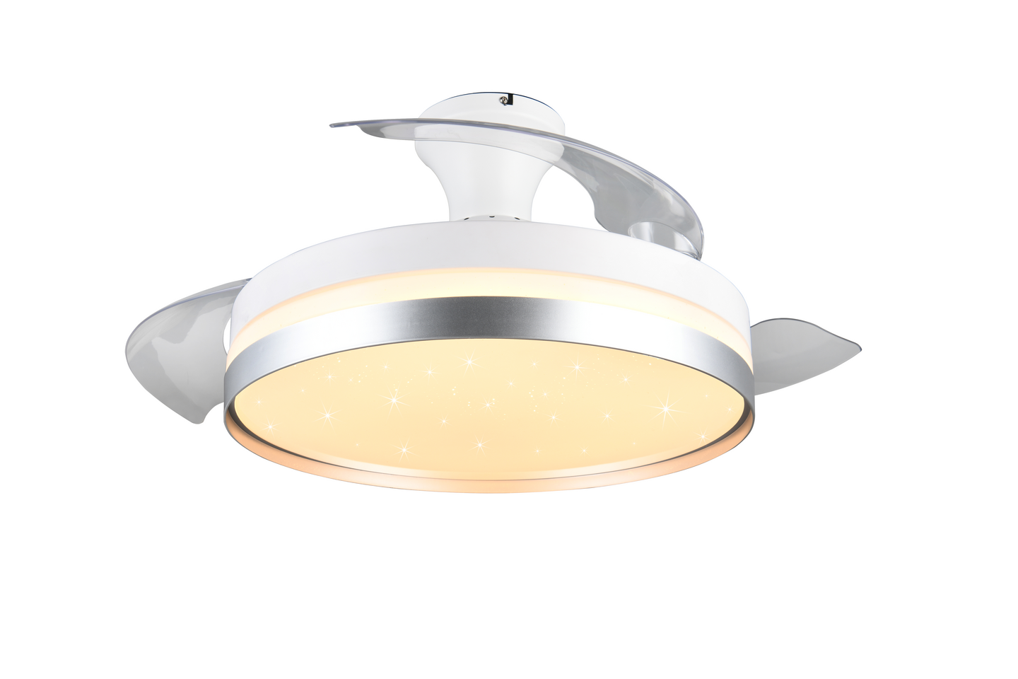 Tuuletinkattovalaisin TRIO Lindberg led valkoinen/harmaa starlight