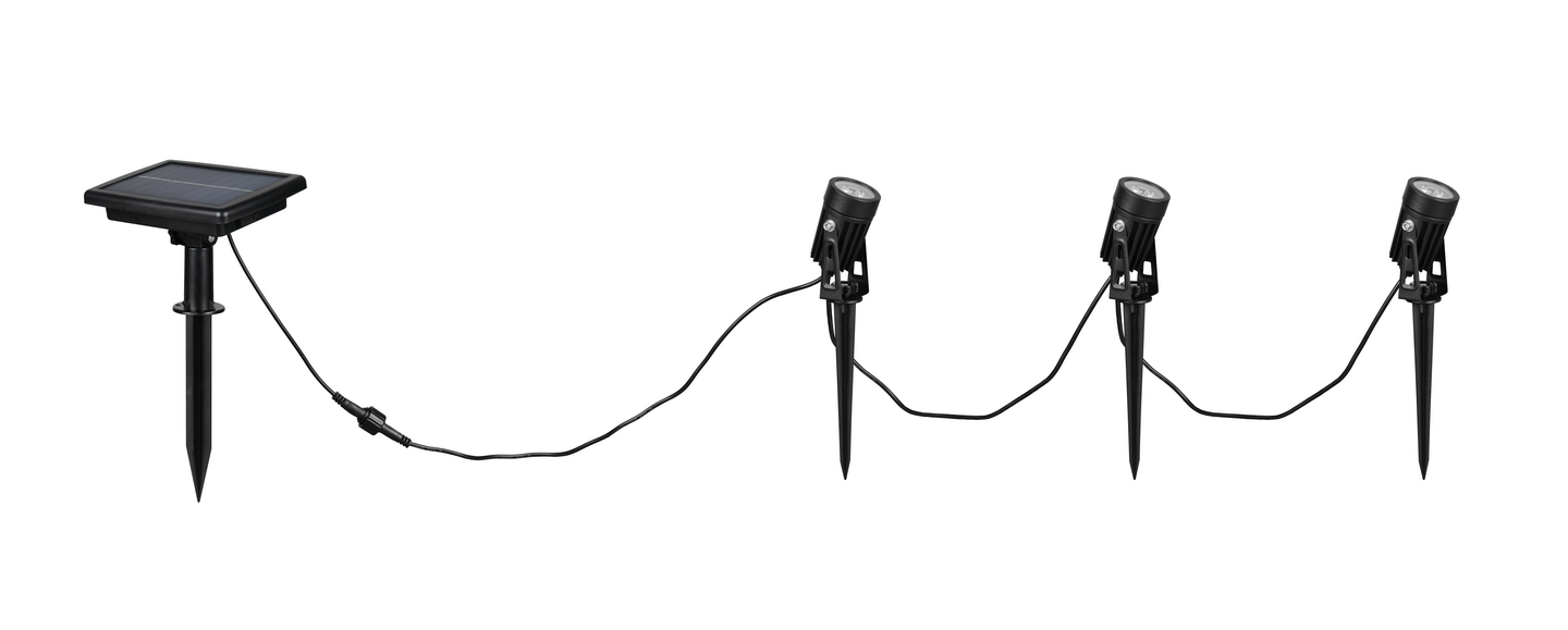 Aurinkokennovalaisin TRIO Obidos Hybrid led 3-osainen 4000K musta ladattava