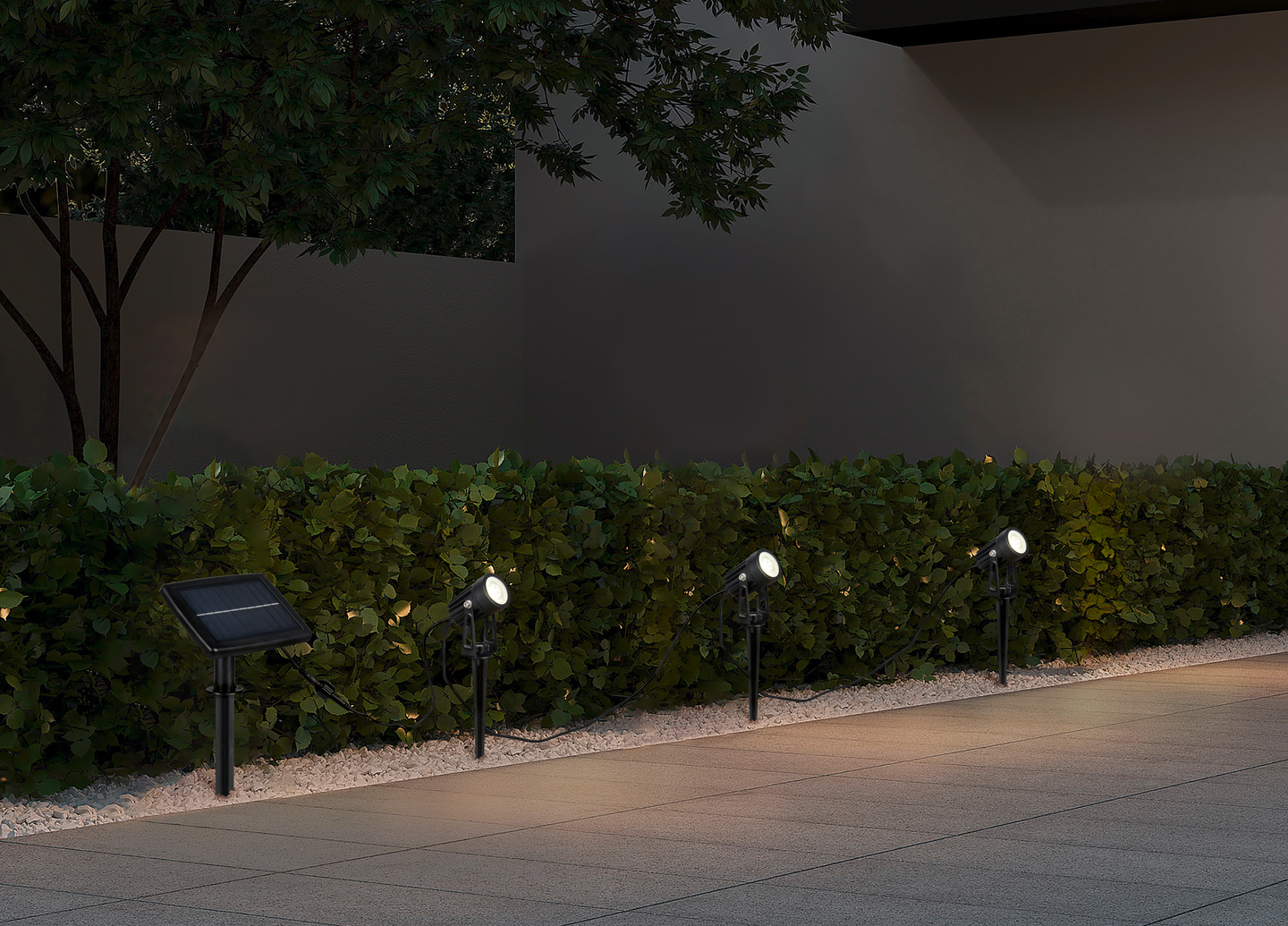 Aurinkokennovalaisin TRIO Obidos Hybrid led 3-osainen 4000K musta ladattava