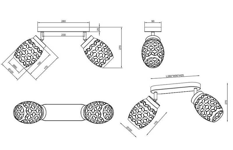 Spotti TRIO Bidar E14 2-osainen kahvinruskea
