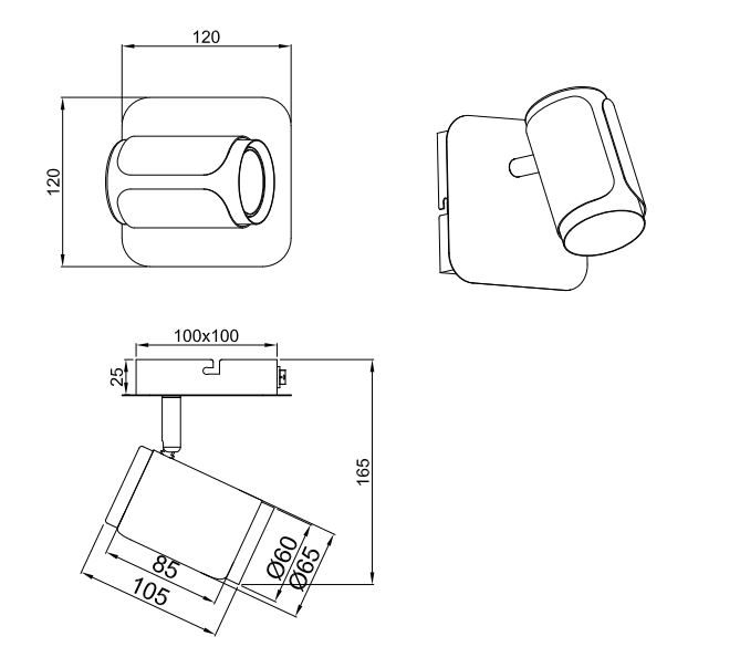Spotti TRIO Gillan GU10 1-osainen harjattu teräs