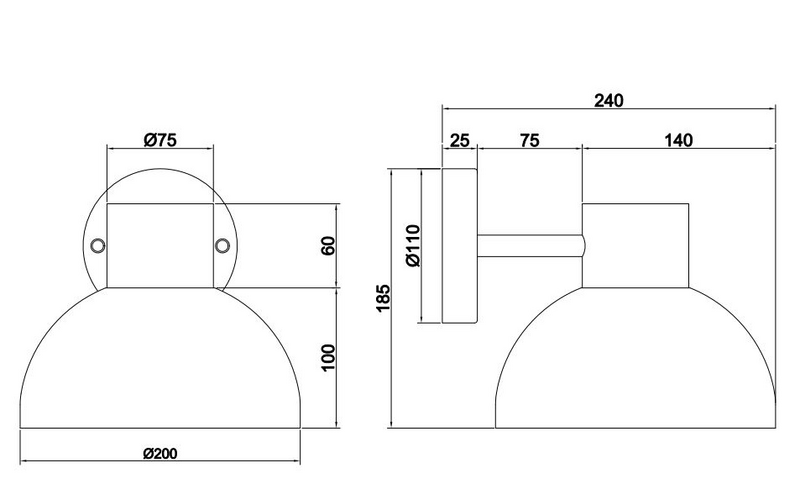 Ulkoseinävalaisin TRIO Elbe E27 aprikoosi