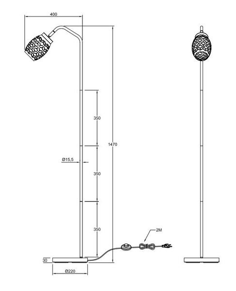 Lattiavalaisin TRIO Bidar E27 mattavalkoinen