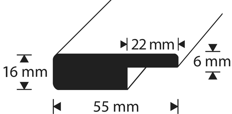 KAKELLIST D-PROFILE 16X55MM MDF VIT L240