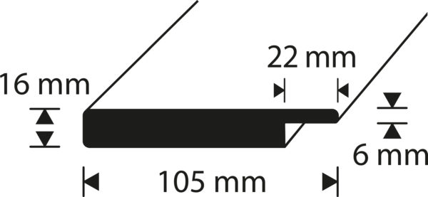 KAKELLIST D-PROFILE 16X105MM MDF VIT L24, 0