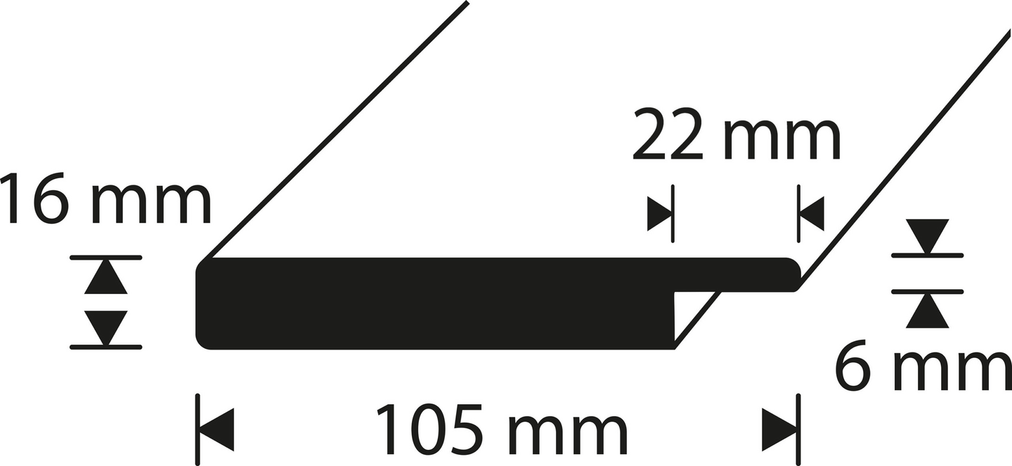 KAKELLIST D-PROFILE 16X105MM EK KLARLA., L240
