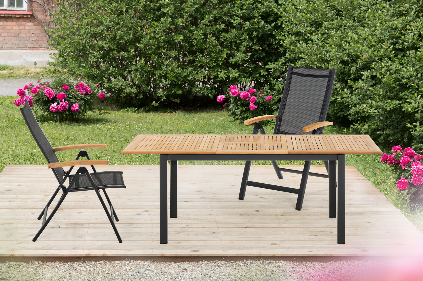 Tuoli 5-asentoinen tiikkikäsinojilla