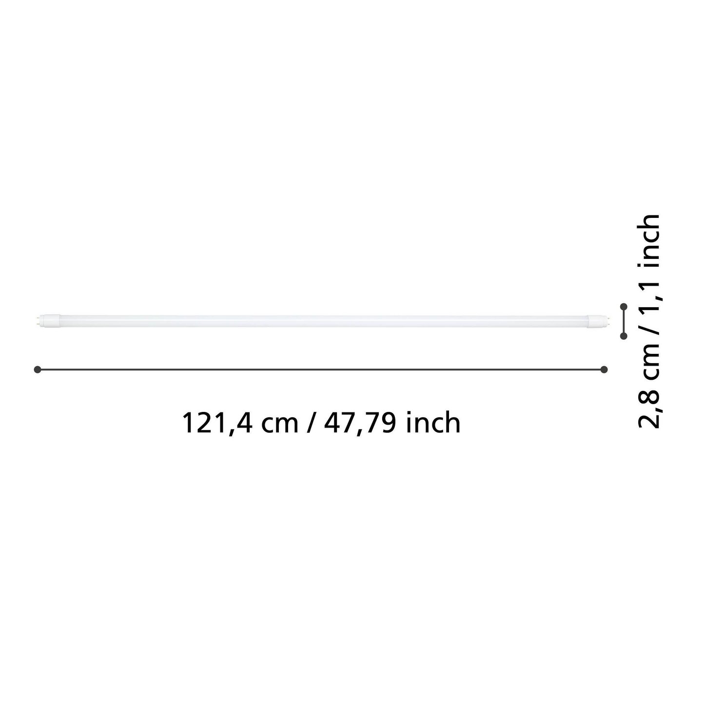 Led-valoputki EGLO T8 1214mm 1700lm 15W 3000K G13  lasi