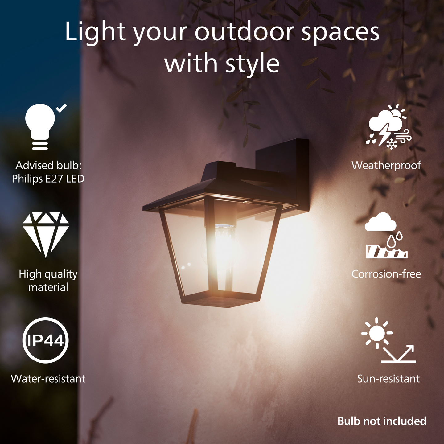 Ulkoseinävalaisin Philips Kinno Down 170x210x250mm 25W musta