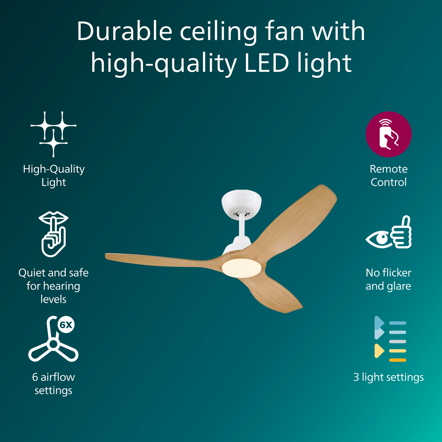 Tuuletinvalaisin Philips Olas 52' 1320x310mm 35+24W 3000/4300/6500K 2650lm