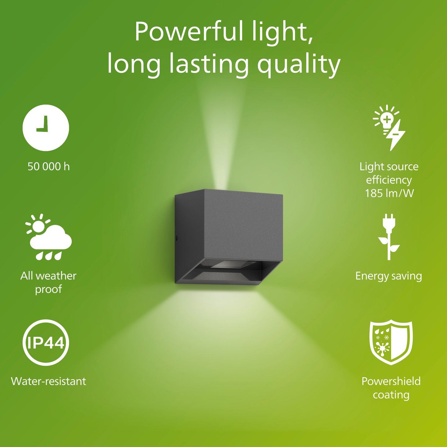 Ulkoseinävalaisin Philips Alix UE 2x4,3W 100x100x100mm 2700K 800lm antrasiitti