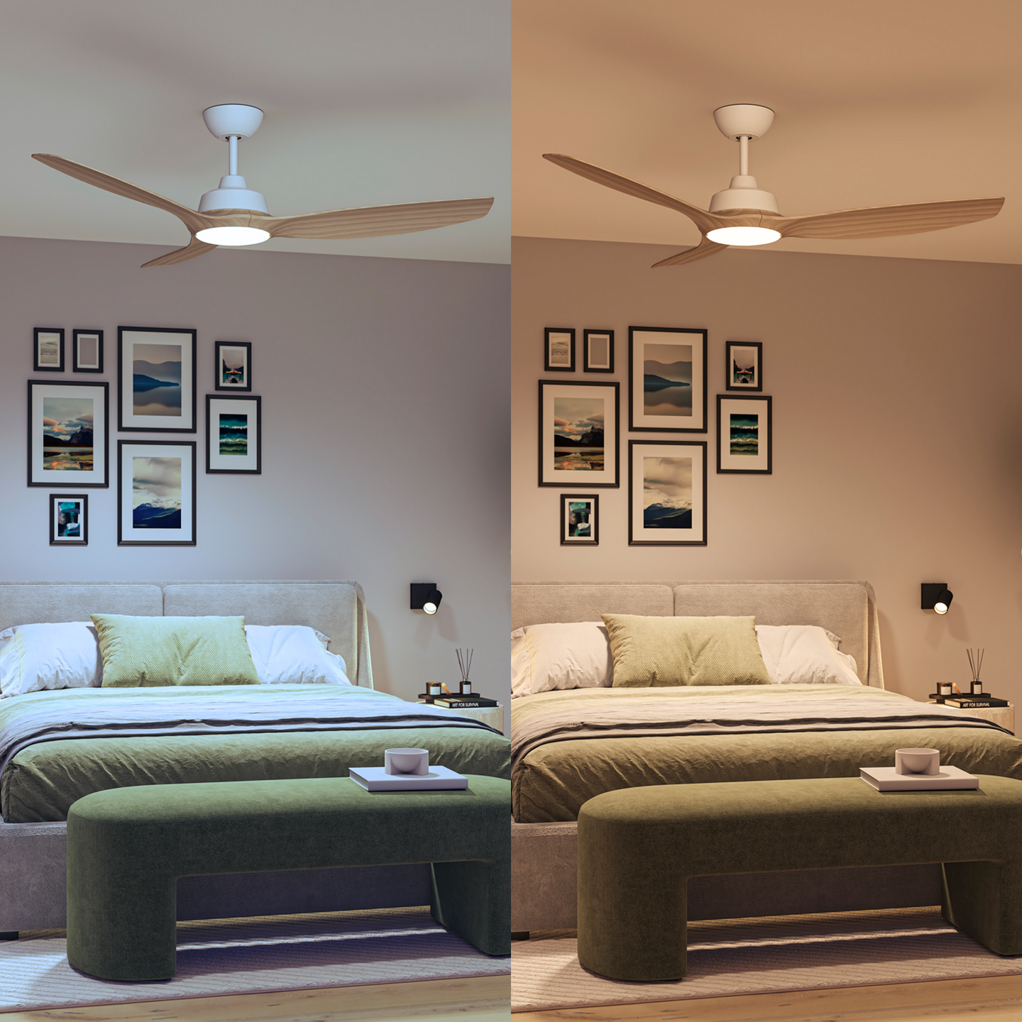 Tuuletinvalaisin Philips Olas 52' 1320x310mm 35+24W 3000/4300/6500K 2650lm