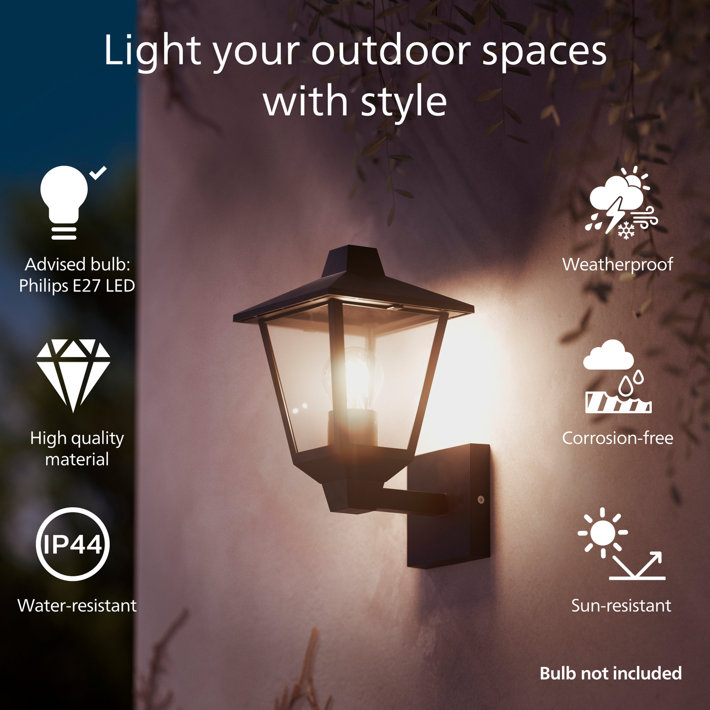 Ulkoseinävalaisin Philips Kinno Up 170x210x300mm 25W musta