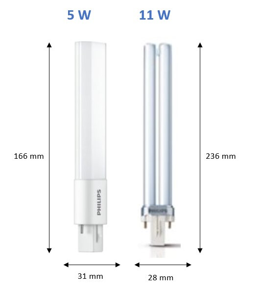 Led-pistokantalamppu Philips CorePro G23 840 9/11=5W PLS 2P EM/230V