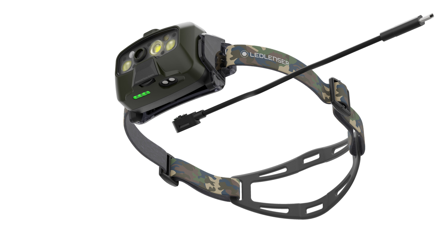 Otsalamppu Ledlenser HF8R Core RGB camo 1600lm ladattava