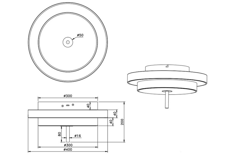 Kattovalaisin TRIO Keaton led 34,5W 40cm harmaa