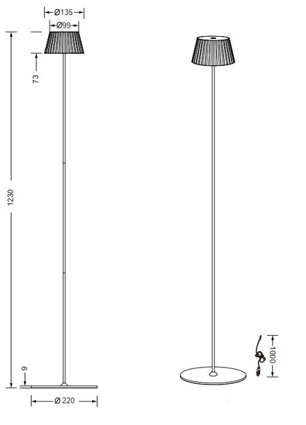 Ulkolattiavalaisin TRIO Suarez led 1,5W 200lm ladattava punainen