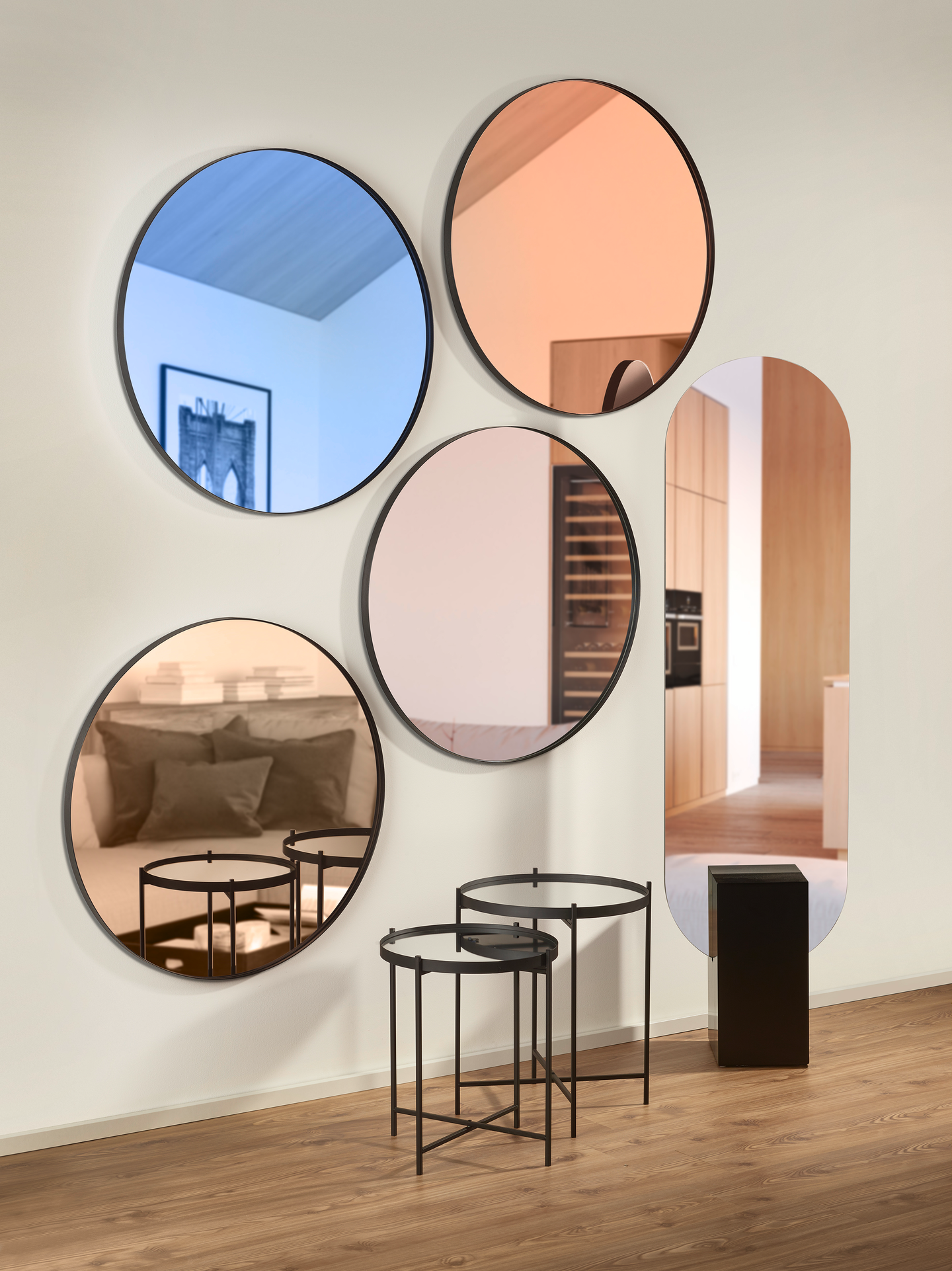 Peili M&M Britta 80cm musta sinisellä peililasilla