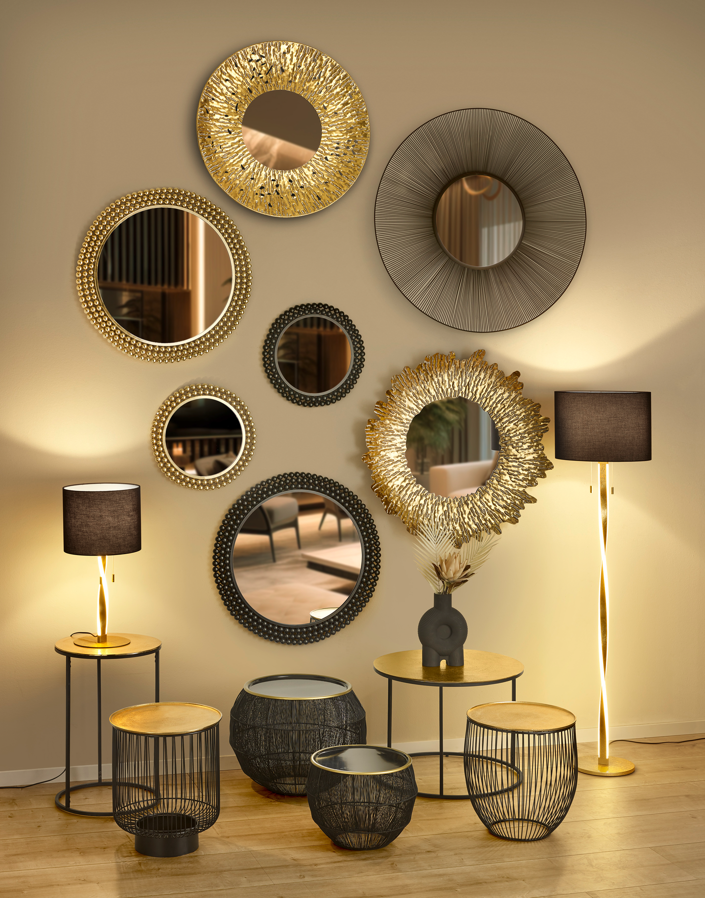 Peili M&M Runa 80cm pyöreä kulta