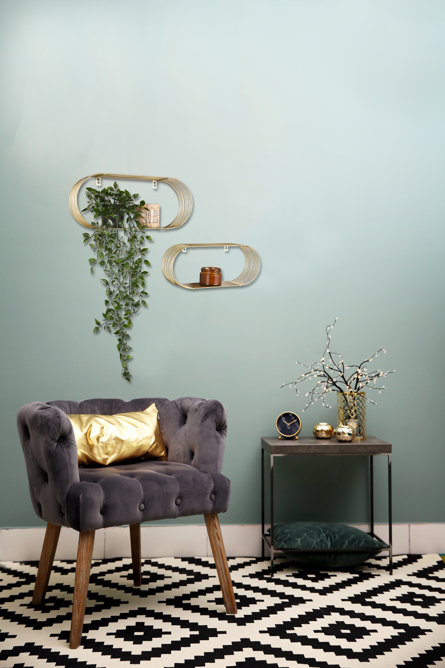 Seinähyllysetti M&M Jessica 2-pack kulta