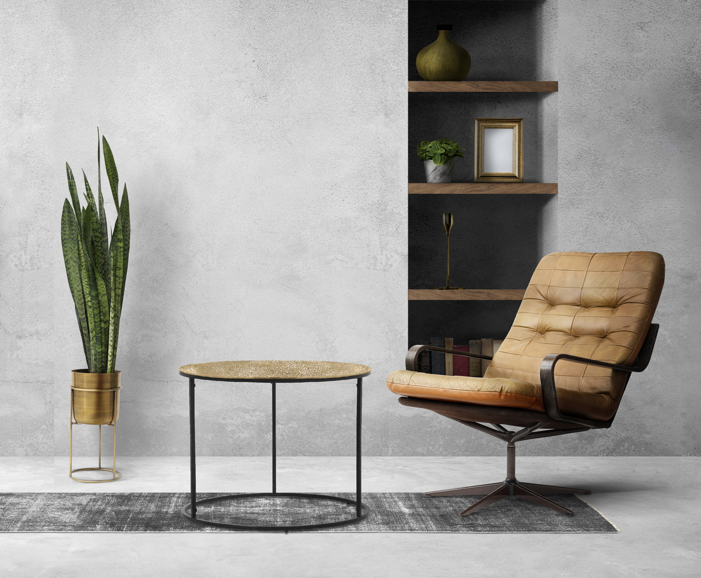 Sivupöytä M&M Padma 60x46cm kulta/musta