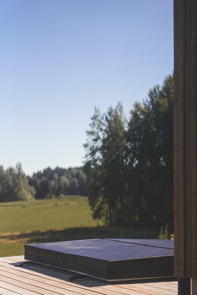 Ulkoporealtaan kansi Drop musta 190x190 cm