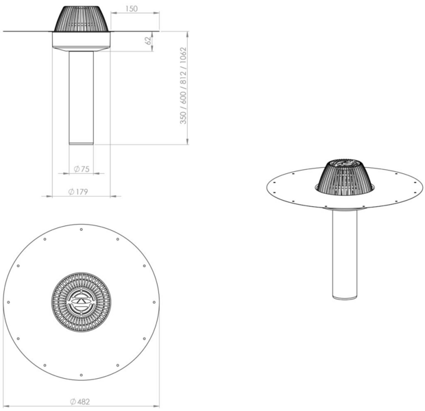 HST-kattokaivo Vilpe A-malli 75mm L 350mm