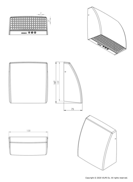 Myrskysuoja Vilpe Wive 150x150 Valkoinen