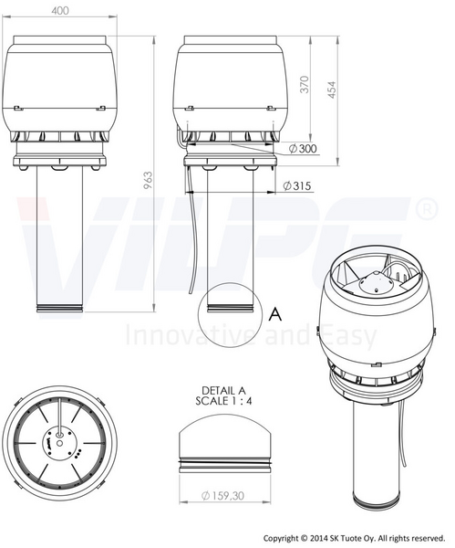 Huippuimuri Vilpe E220c/160/450 Xl Vaaleanharmaa