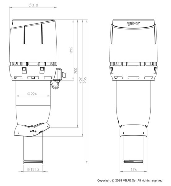 Huippuimuri Flow Vilpe Eco125p/700 Antrasiitti