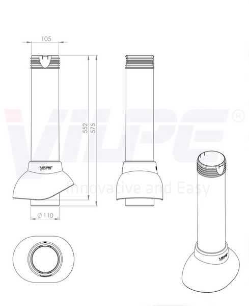 Tuuletusputki Vilpe 110 Vaaleanharmaa