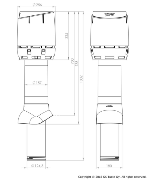 Poistoputki Vilpe 125p/is/700 Flow Antrasiitti