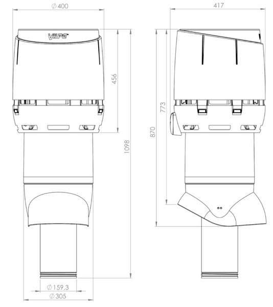 Poistoputki Flow Vilpe 160p/is/700 XL Antrasiitti