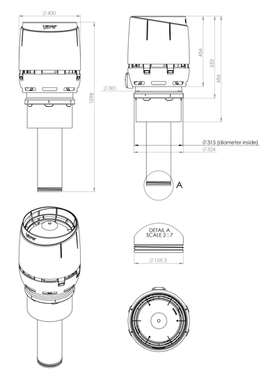 Poistoputki Vilpe Flow Xl 160c/is/450 Harmaa