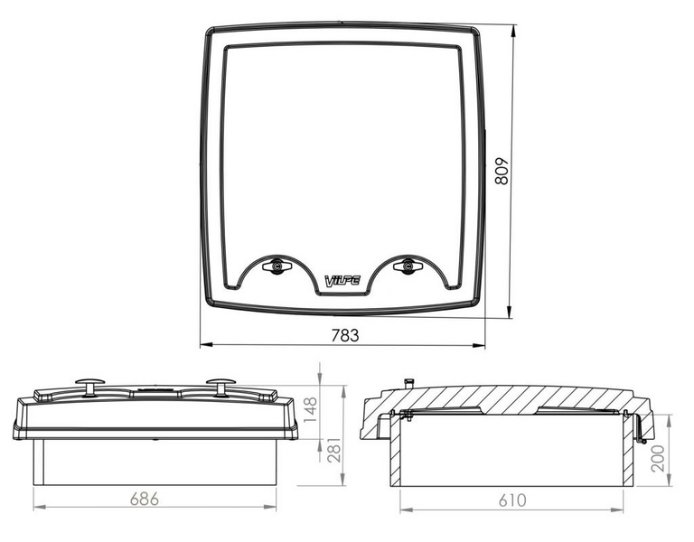 Kattoluukku Vilpe Multiroof 200 Konesauma Musta