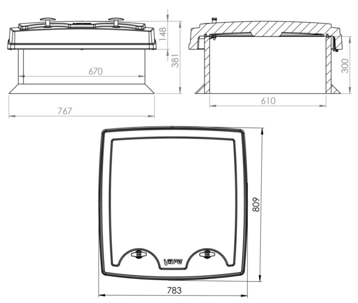 Kattoluukku Vilpe Multiroof 300 Puukehys Musta