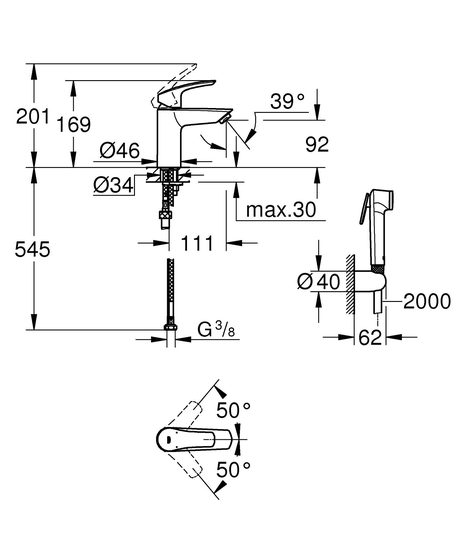 Pesuallashan Grohe 231242433 Eurosmart Bide S