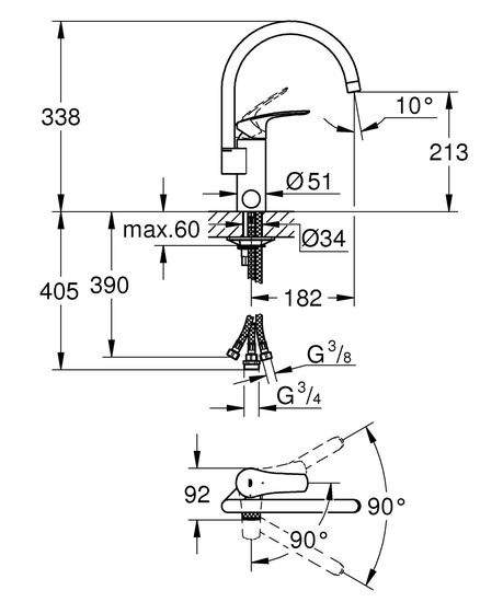 Keittiöhana Grohe 317862431 Eurosmart PKV