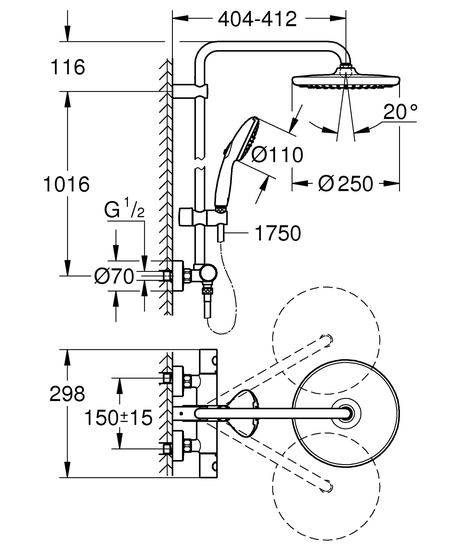 Suihkujärjestelmä Grohe 268332431 Tempesta 250