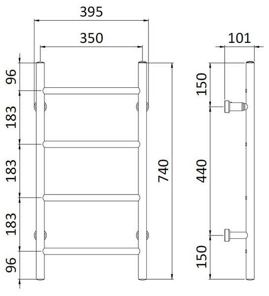 Pyyhekuivain REJ Design Tango sähkö E 35744 kromi 45W