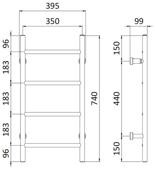 Pyyhekuivain REJ Design Tango sähkö E 35744 valkoinen 45W