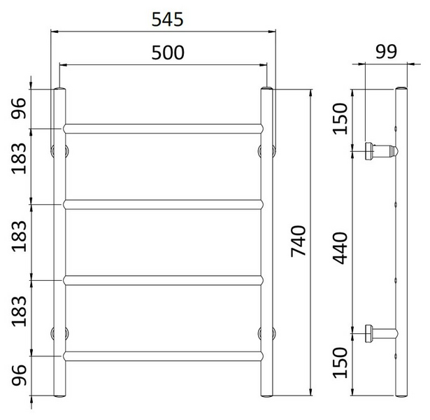 Pyyhekuivain REJ Design Tango sähkö E 50744 musta 65W